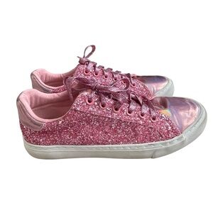 Pink Glitter Shiny Sparkle Fashion Sneakers Women’s Size 7 Barbie Low Top